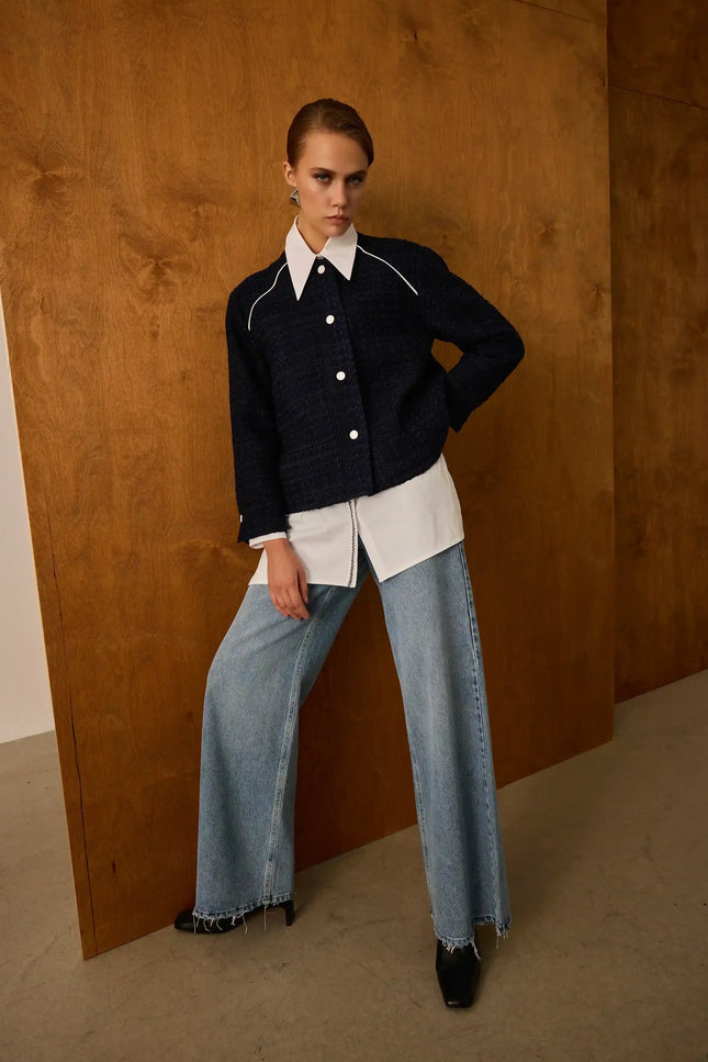 Lacivert Metal Düğmeli Ceket