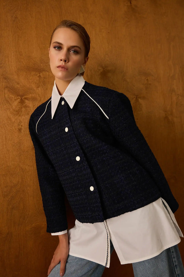 Lacivert Metal Düğmeli Ceket