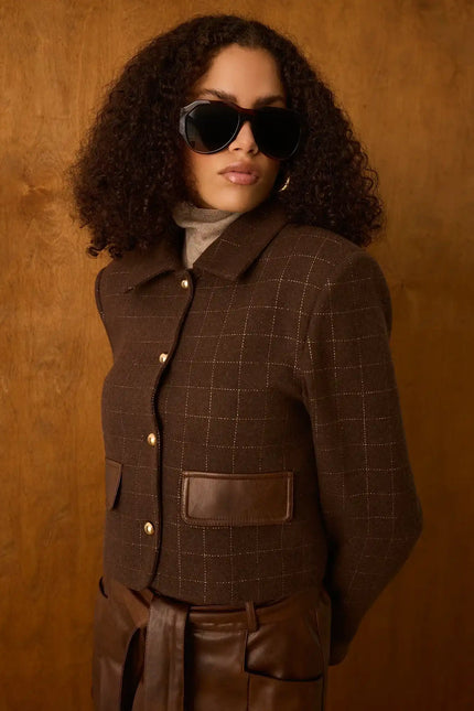 Kahverengi Yün Karışımlı Ceket