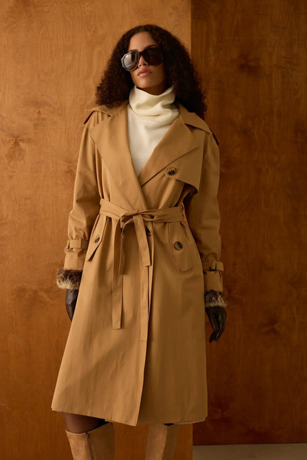 Camel Kuşaklı Trençkot