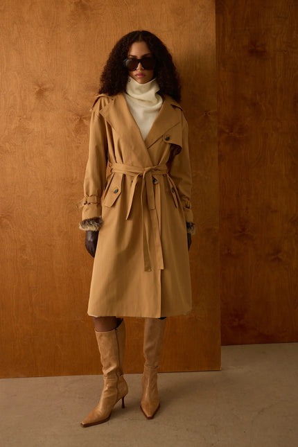 Camel Kuşaklı Trençkot