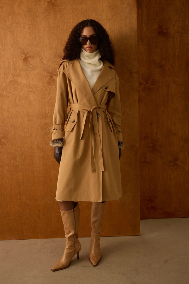 Camel Kuşaklı Trençkot