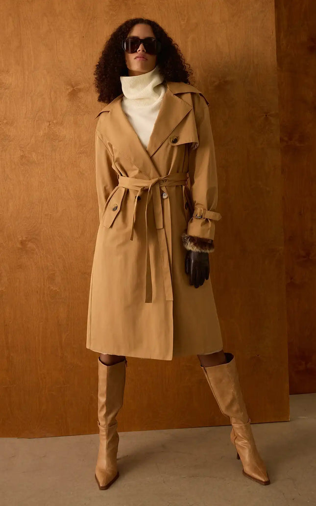 Camel Kuşaklı Trençkot