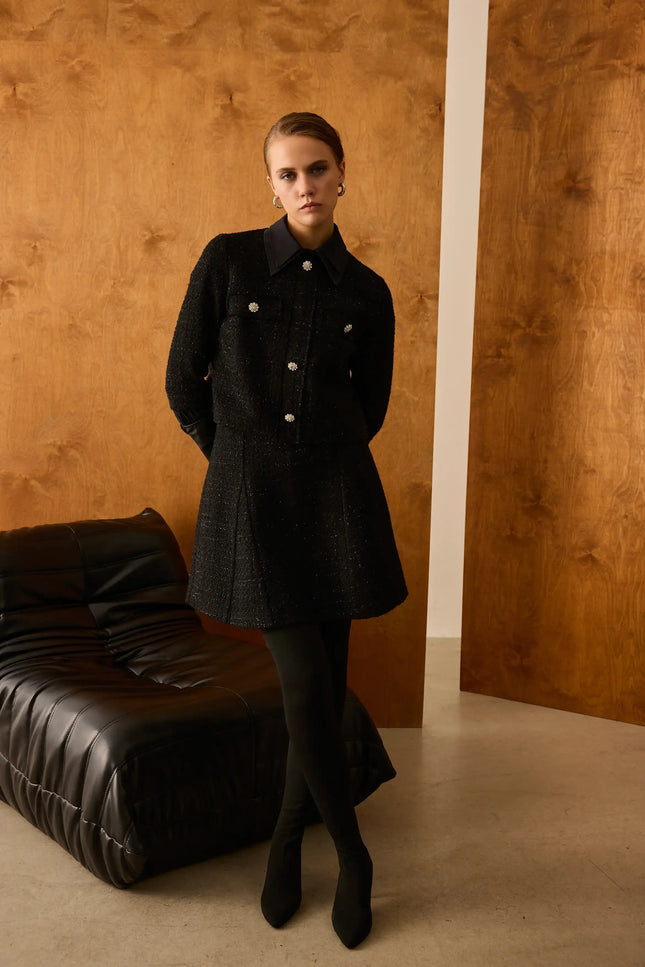 Ceket Elbise İkili Siyah Takım