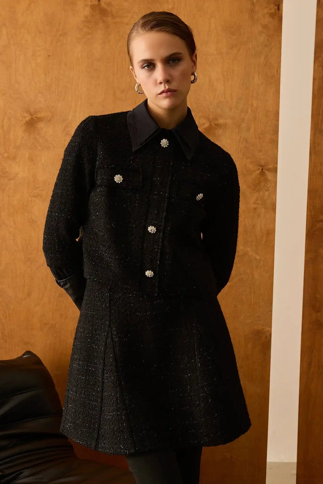 Ceket Elbise İkili Siyah Takım