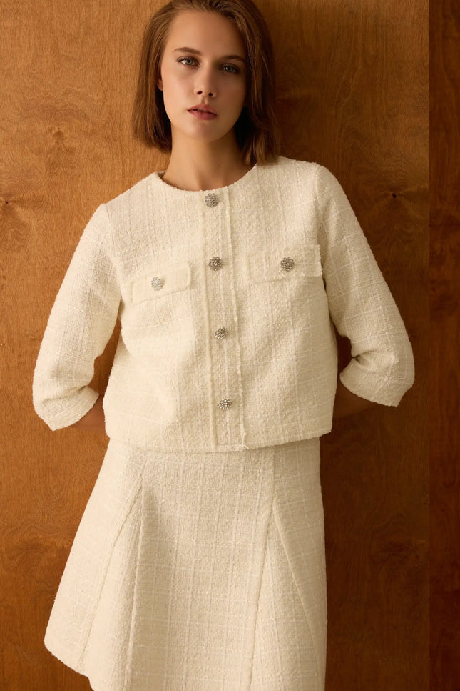 Ekru Ceket Etek İkili Takım