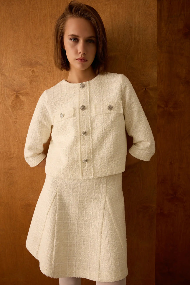 Ekru Ceket Etek İkili Takım