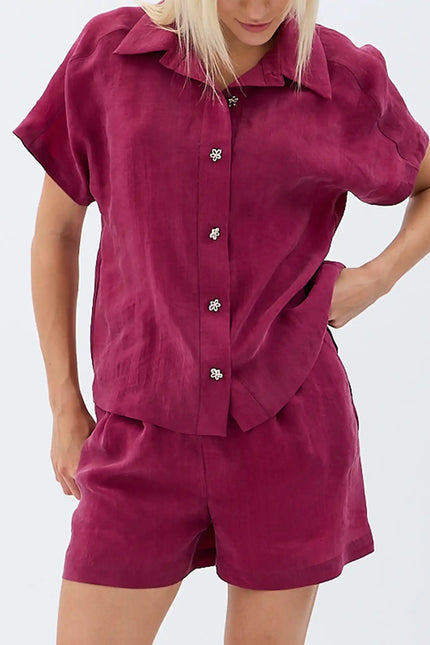 Cepli Düz Kesim Şort (Bordo)