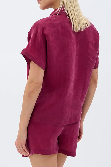 Cepli Düz Kesim Şort (Bordo)