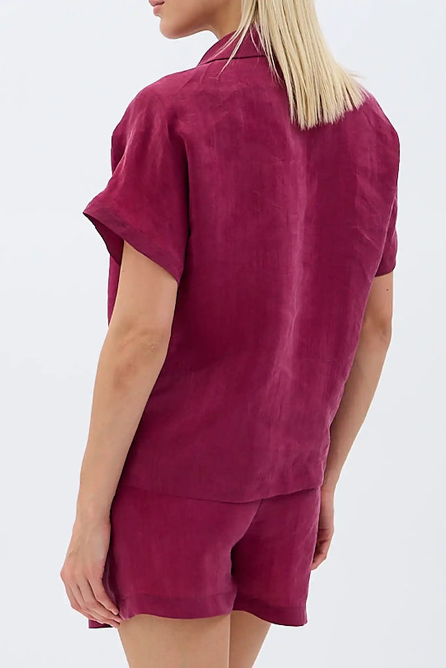Cepli Düz Kesim Şort (Bordo)