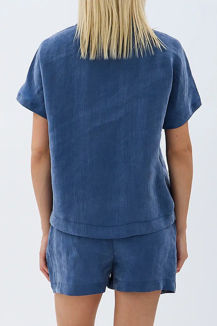 Cepli Düz Kesim Şort (İndigo)