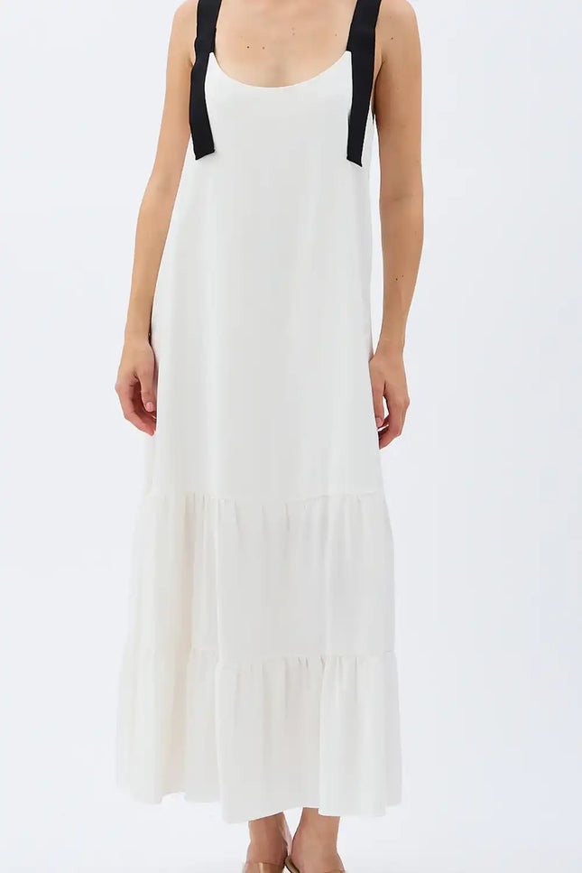 Askılı Maxi Boy Salaş Elbise (Ekru)