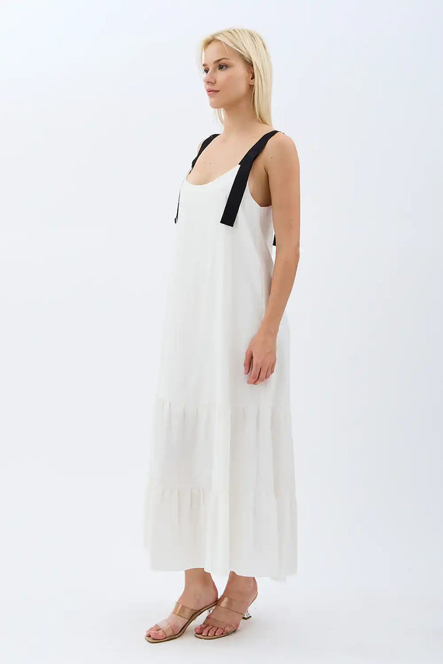Askılı Maxi Boy Salaş Elbise (Ekru)
