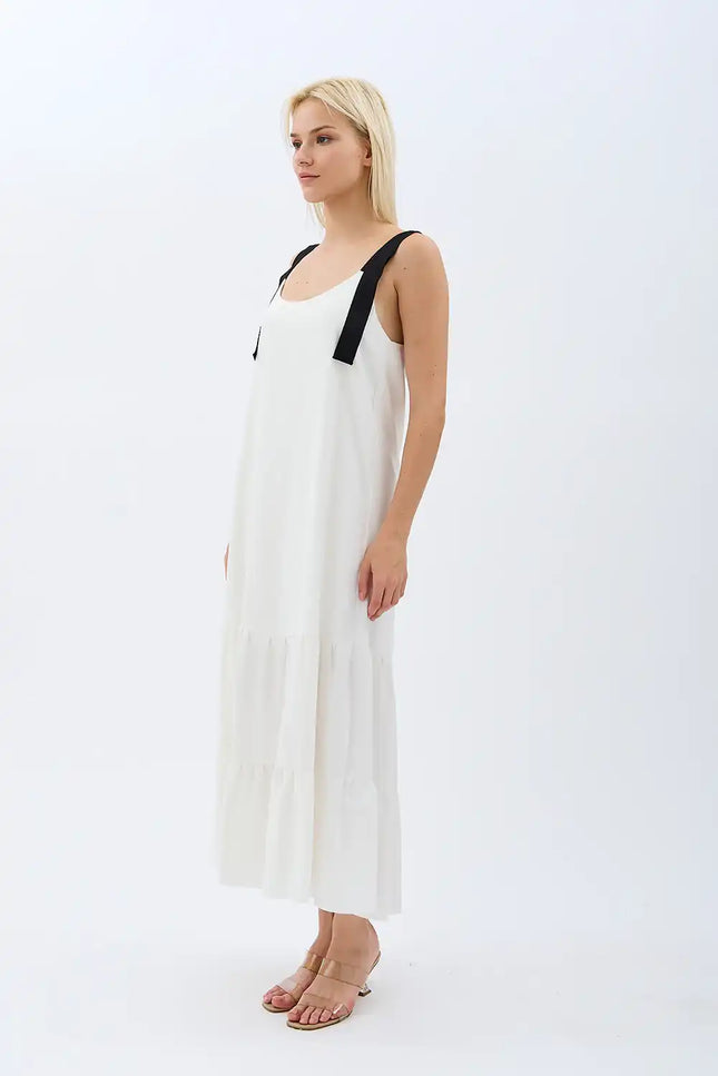 Askılı Maxi Boy Salaş Elbise (Ekru)