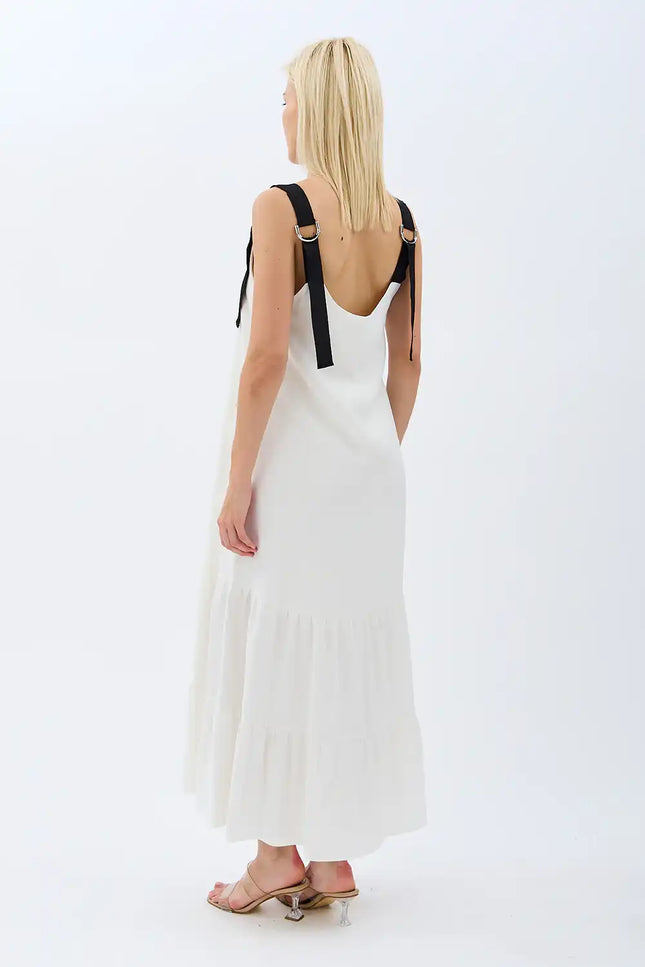 Askılı Maxi Boy Salaş Elbise (Ekru)