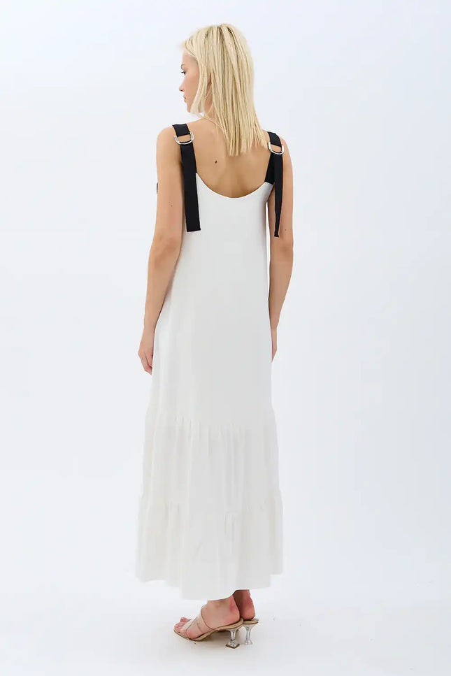 Askılı Maxi Boy Salaş Elbise (Ekru)