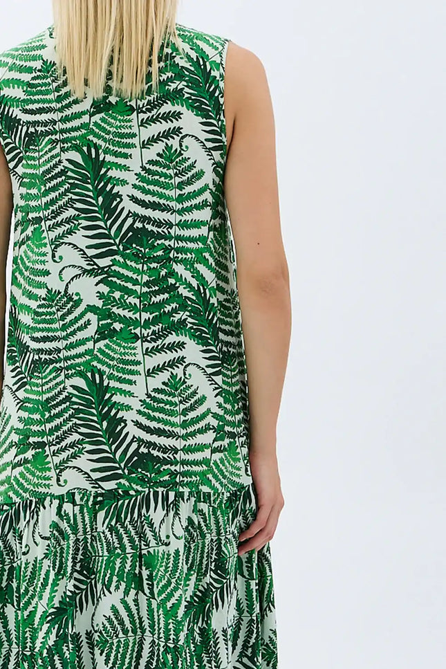 Desenli Maxi Boy Elbise (Yeşil)