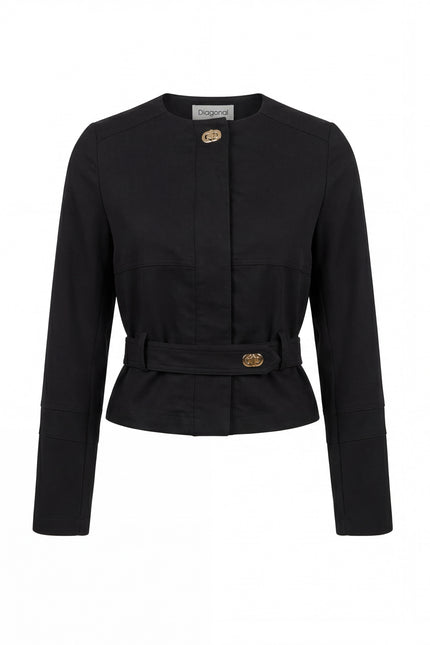Kemerli Crop Ceket Siyah