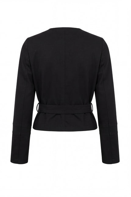Kemerli Crop Ceket Siyah