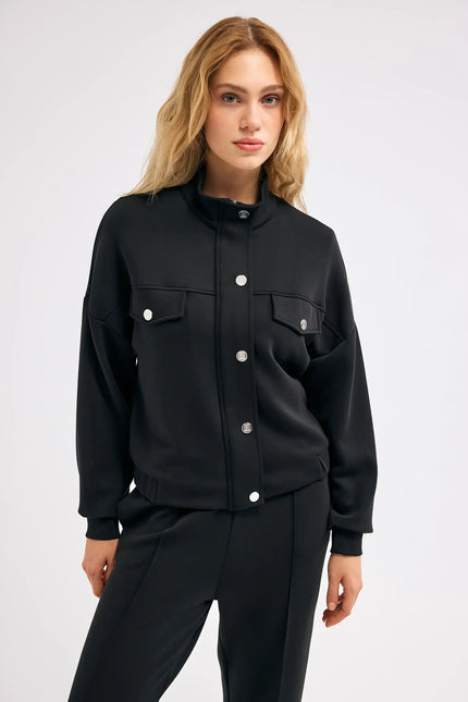 Balıkçı Yaka Siyah Ceket