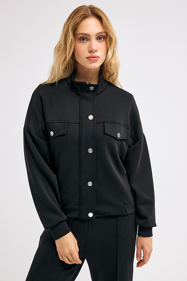 Balıkçı Yaka Siyah Ceket