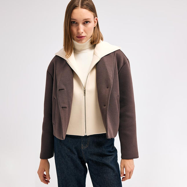 Kahverengi Kapüşonlu Ceket