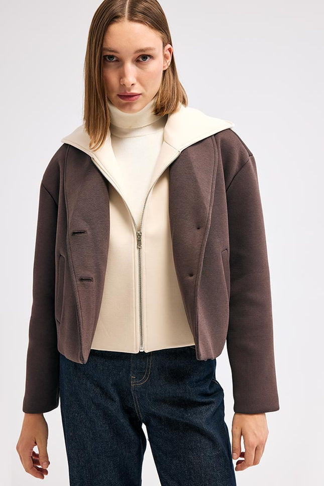 Kahverengi Kapüşonlu Ceket