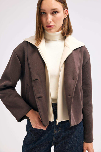 Kahverengi Kapüşonlu Ceket