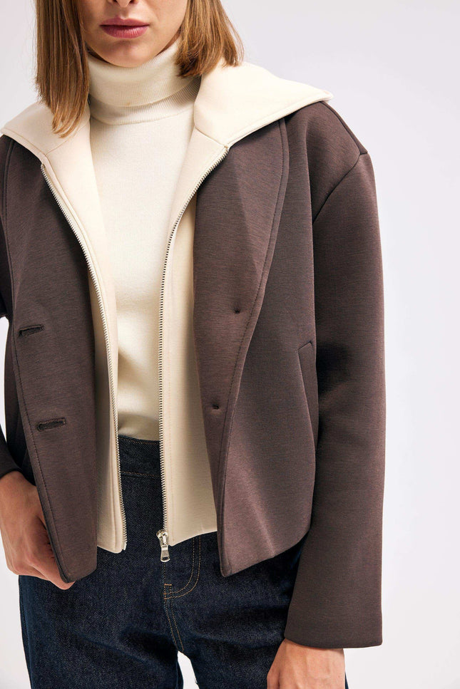 Kahverengi Kapüşonlu Ceket