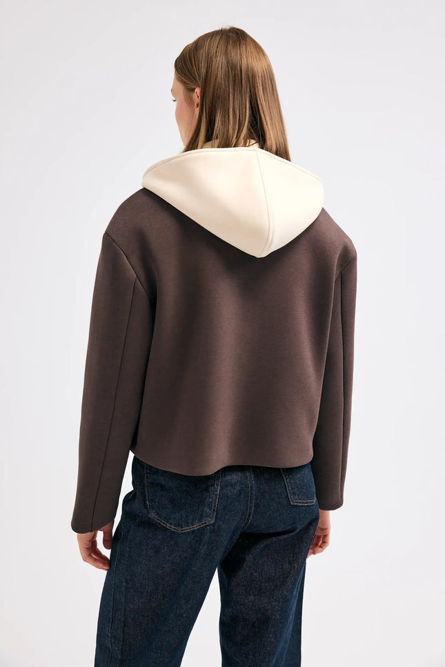 Kahverengi Kapüşonlu Ceket