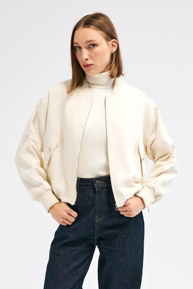 Ekru Bomber Ceket
