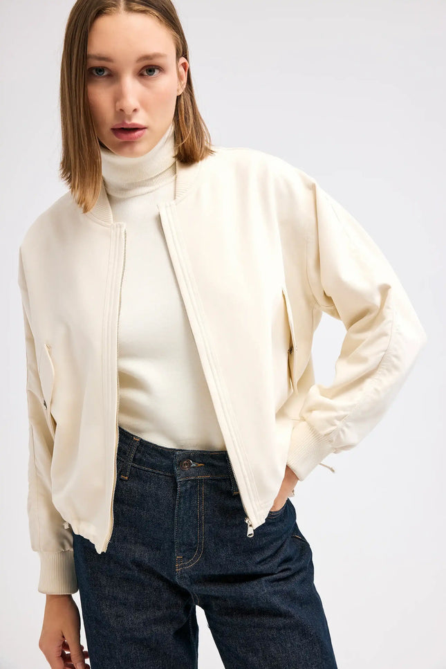 Ekru Bomber Ceket