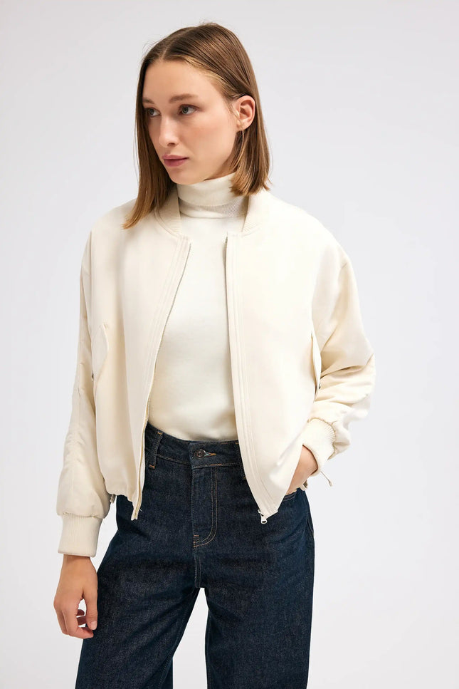 Ekru Bomber Ceket