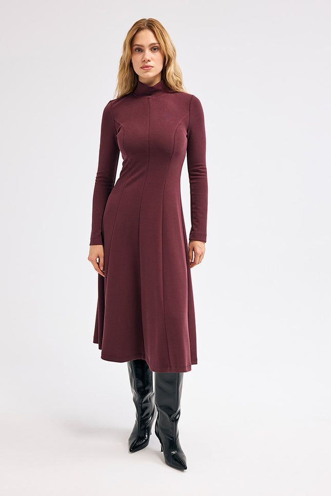 Bordo Midi Elbise