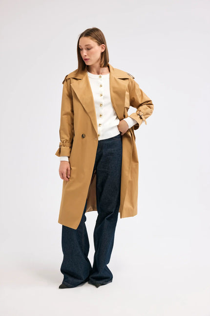 Camel Kuşaklı Trençkot