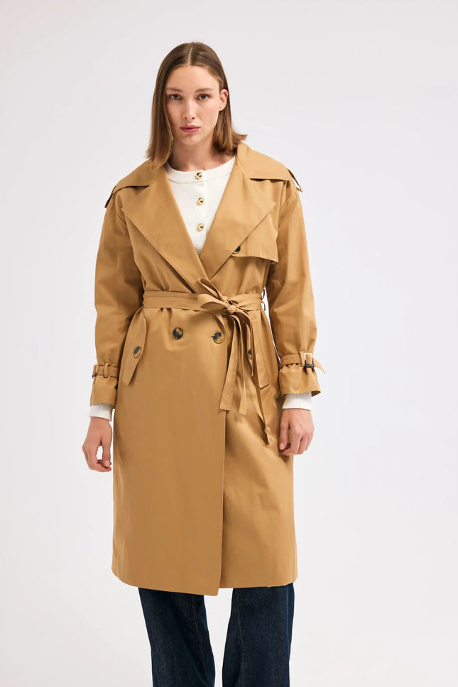 Camel Kuşaklı Trençkot
