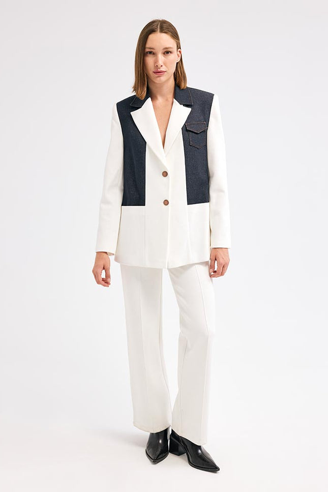 Ceket Pantolon Ekru Takım