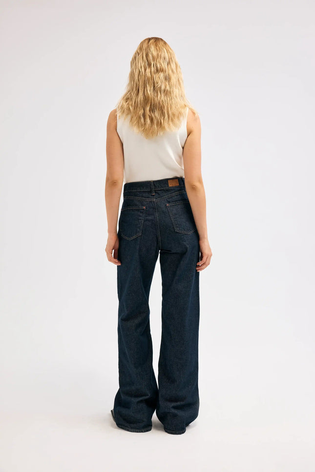 Lacivert Yüksek Bel Denim Pantolon