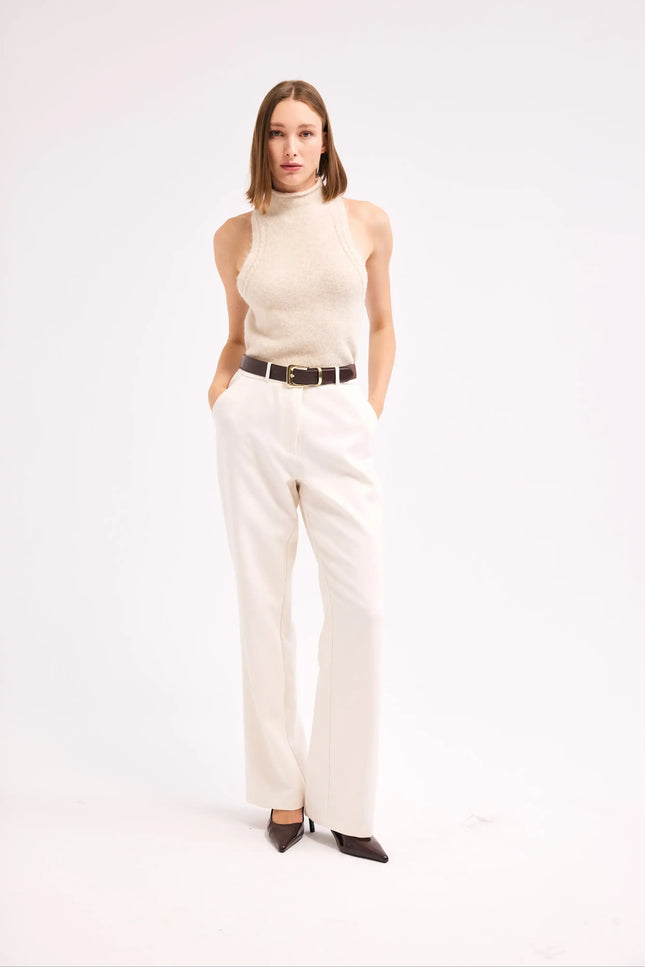 Ekru Düz Paça Pantolon