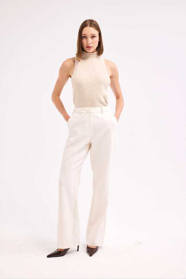 Ekru Düz Paça Pantolon