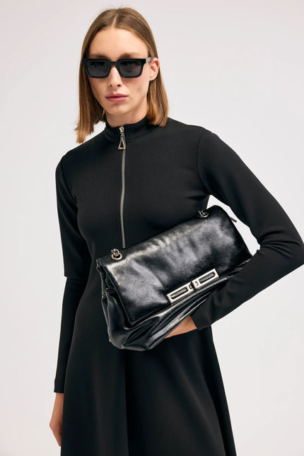 Siyah Fermuar Detaylı Elbise