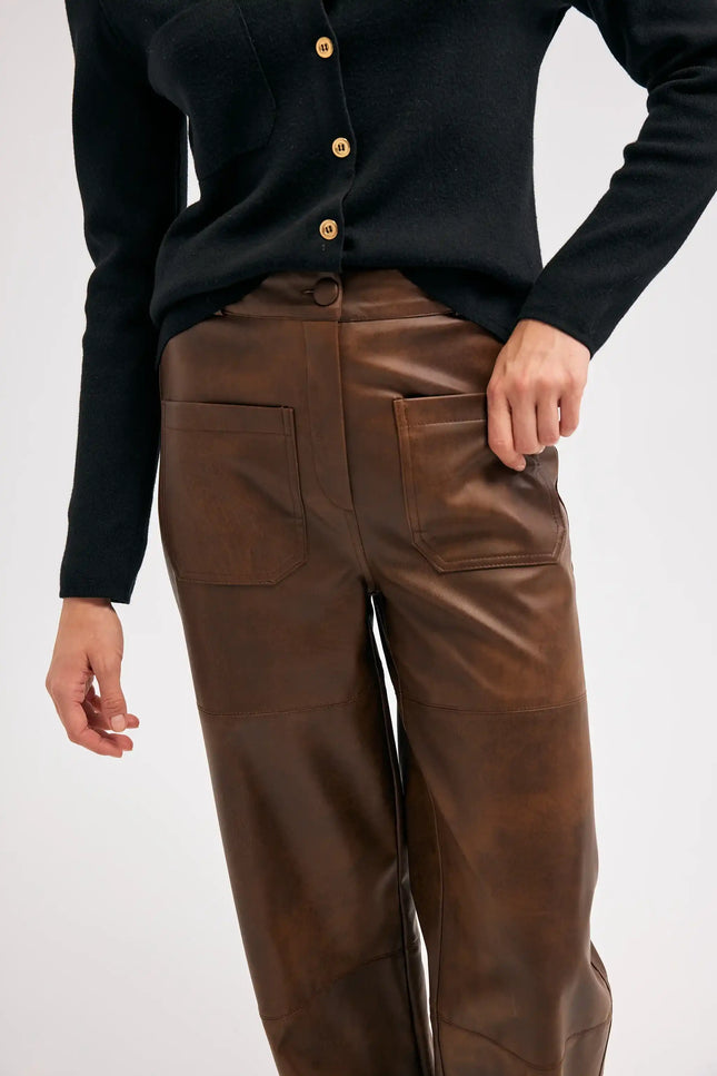 Kahverengi Deri Pantolon
