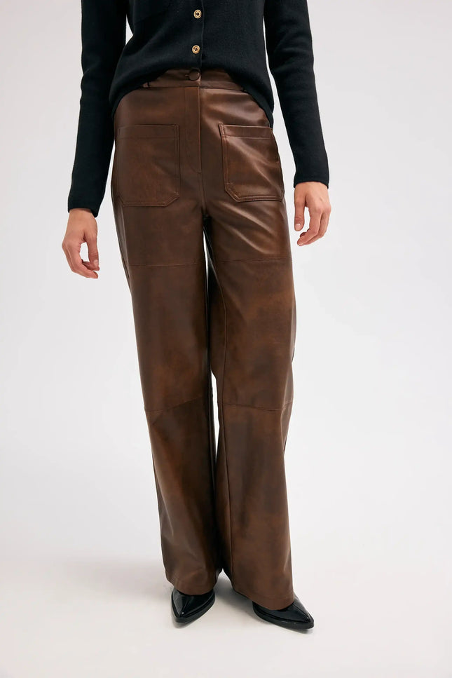 Kahverengi Deri Pantolon