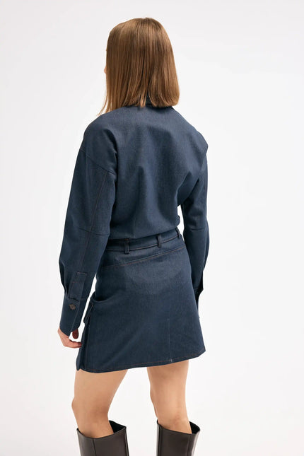 Denim Lacivert Etek