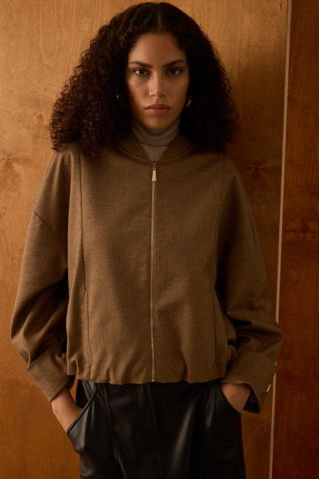 Fermuarlı Bomber Ceket (Kahverengi)