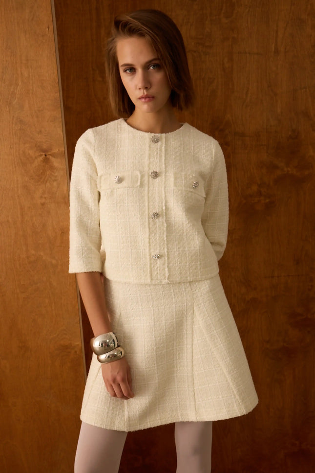 Ekru Ceket Etek İkili Takım