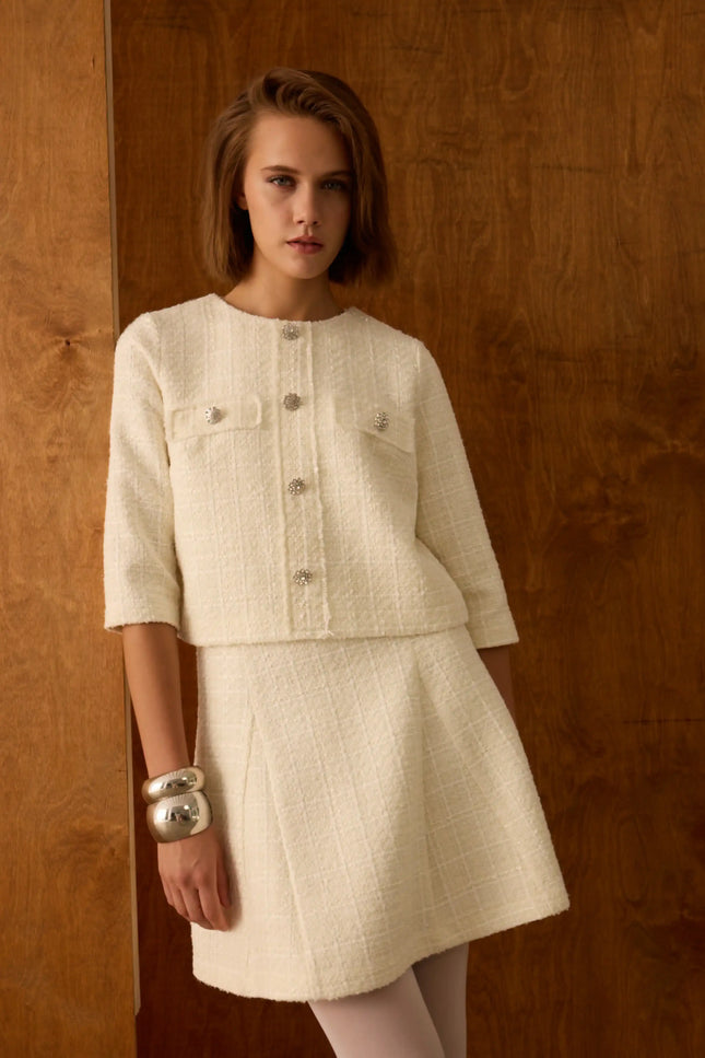 Ekru Ceket Etek İkili Takım