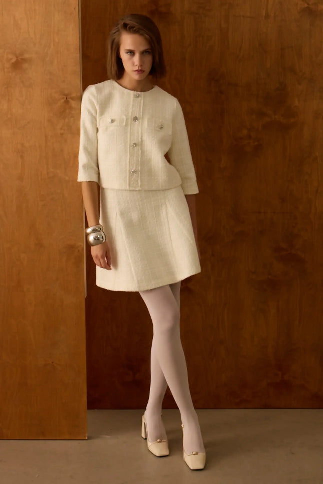 Ekru Ceket Etek İkili Takım