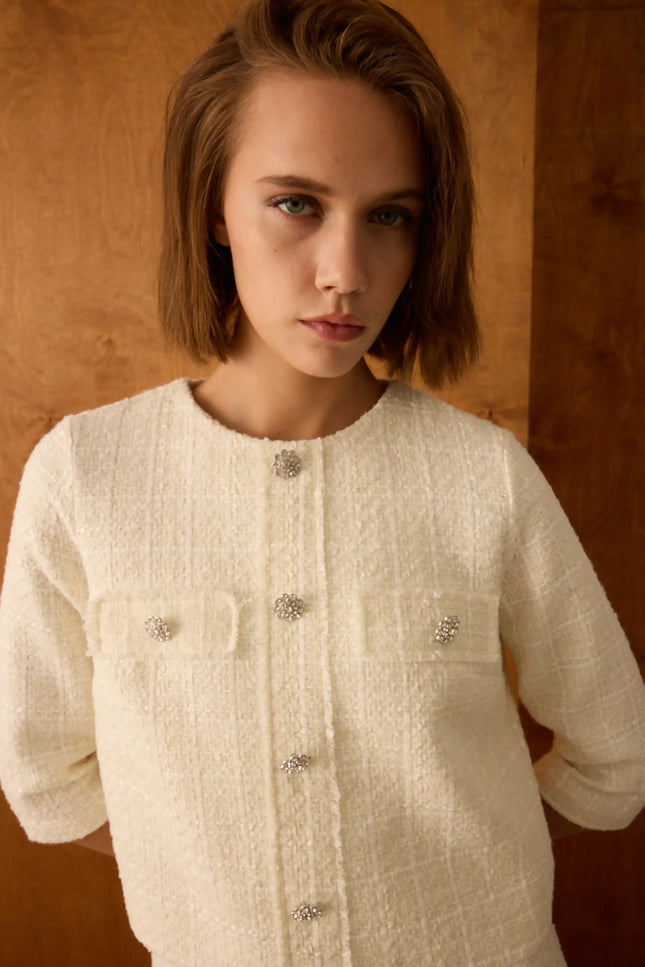 Ekru Ceket Etek İkili Takım