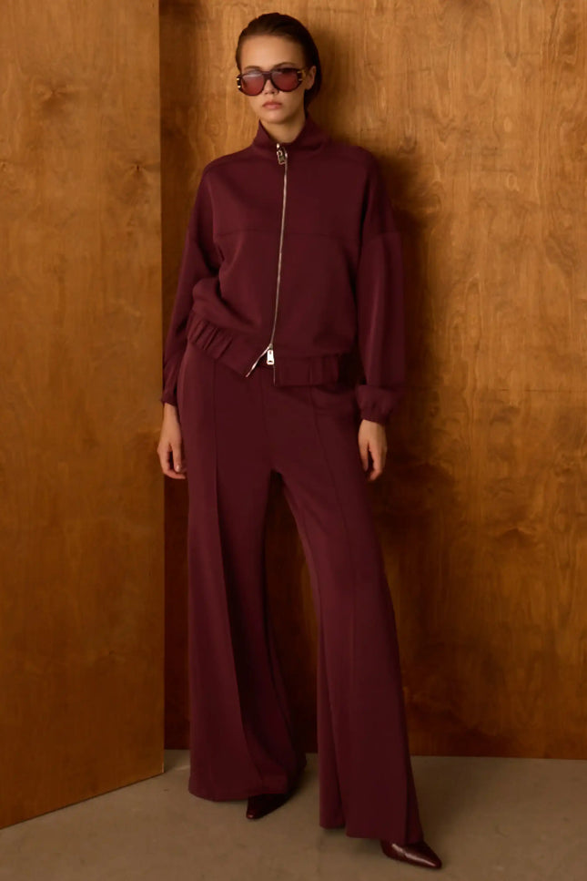 Bordo Fermuarlı Sweatshirt